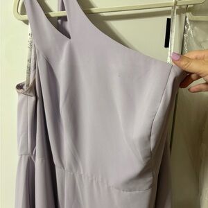 Elegant Lavender One-Shoulder Dress w/pockets